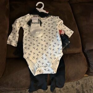 plbaby Cream & Navy Bow Print Baby Bodysuit Set